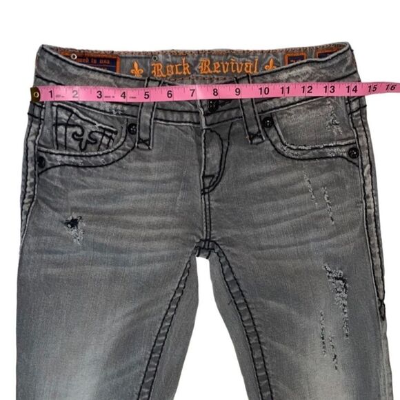 Rock revival grey destructed Eva bootcut jeans size 26 - Picture 7 of 9